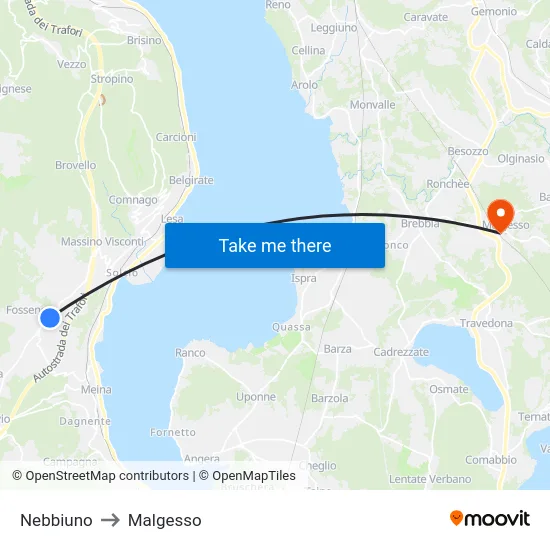 Nebbiuno to Malgesso map