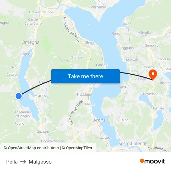 Pella to Malgesso map