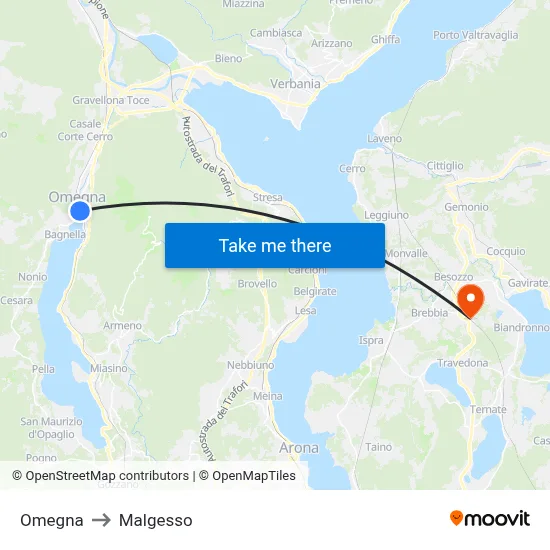 Omegna to Malgesso map