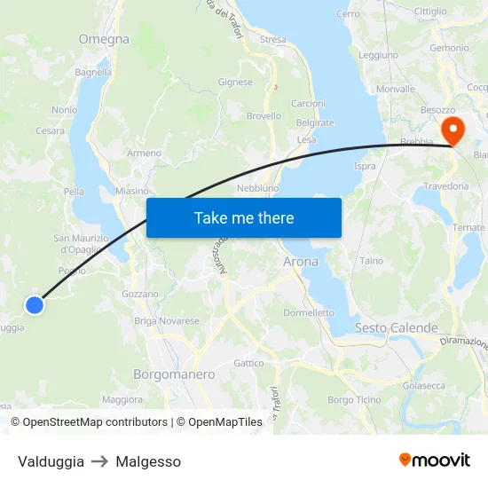 Valduggia to Malgesso map