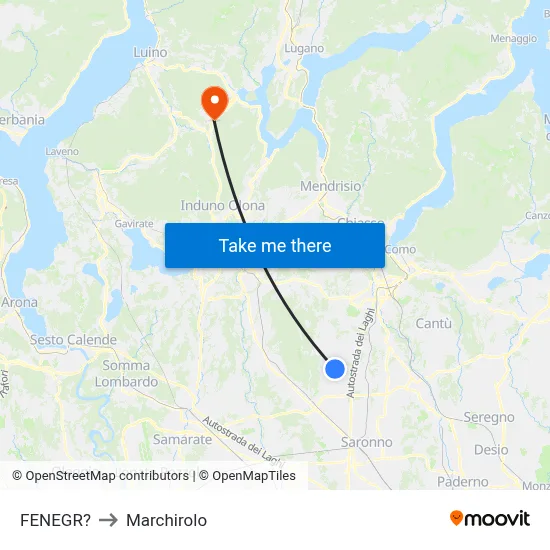 Fenegro to Marchirolo map