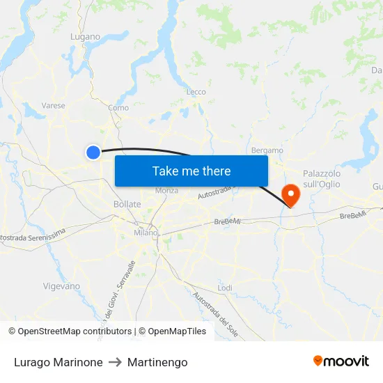 Lurago Marinone to Martinengo map