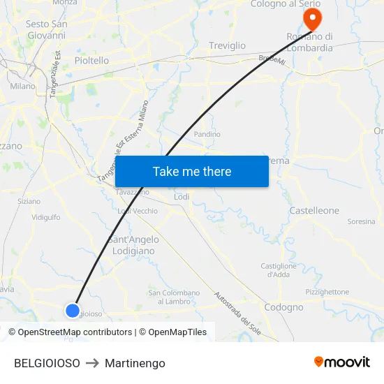 BELGIOIOSO to Martinengo map