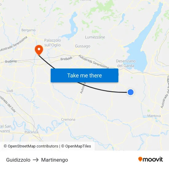Guidizzolo to Martinengo map