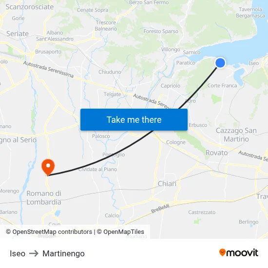 Iseo to Martinengo map