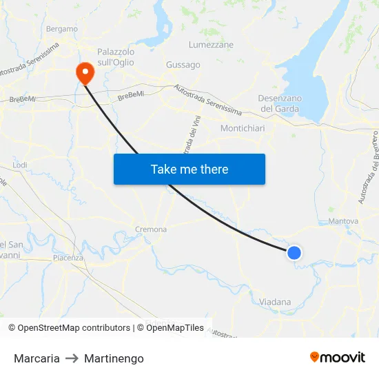 Marcaria to Martinengo map