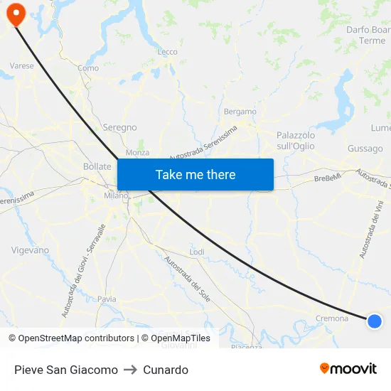 Pieve San Giacomo to Cunardo map