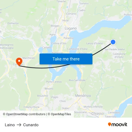 Laino to Cunardo map