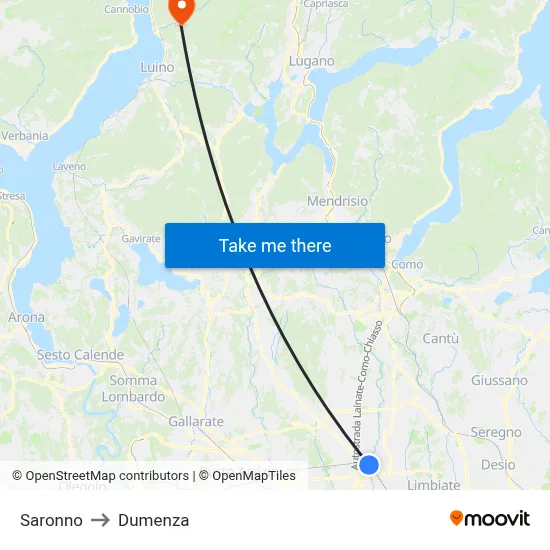 Saronno to Dumenza map