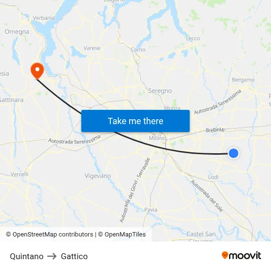Quintano to Gattico map