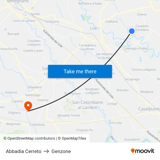 Abbadia Cerreto to Genzone map