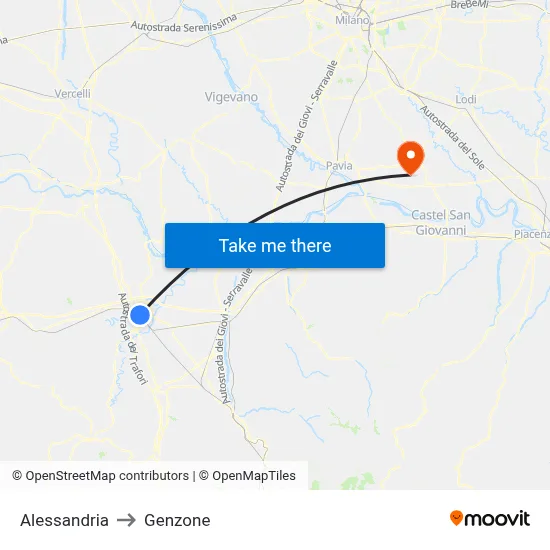 Alessandria to Genzone map
