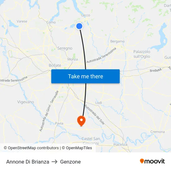 Annone Di Brianza to Genzone map