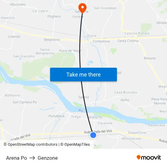 Arena Po to Genzone map