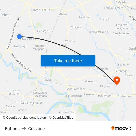 Battuda to Genzone map