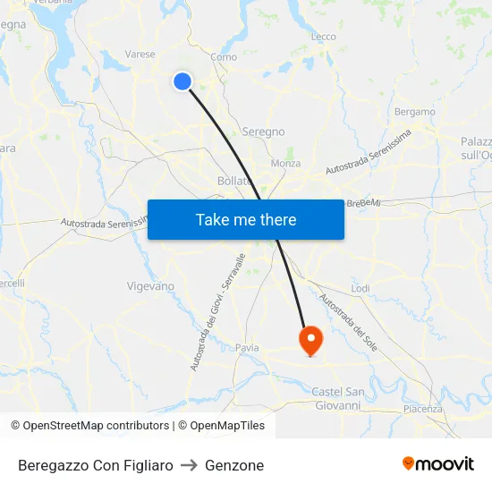 Beregazzo Con Figliaro to Genzone map