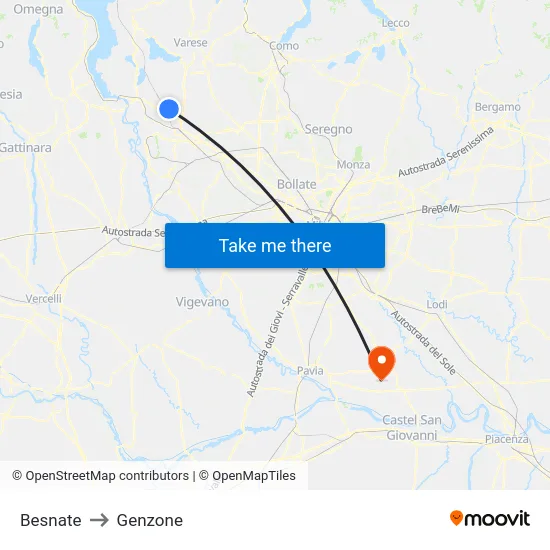 Besnate to Genzone map