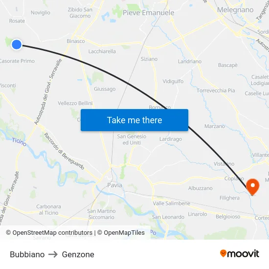 Bubbiano to Genzone map