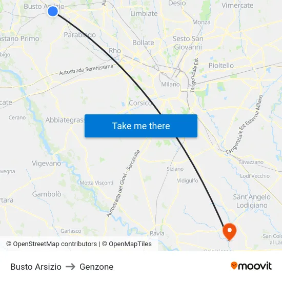 Busto Arsizio to Genzone map