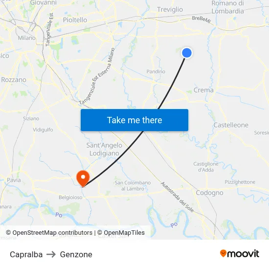 Capralba to Genzone map