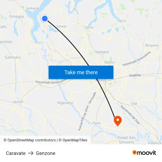 Caravate to Genzone map