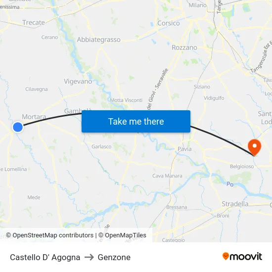 Castello D' Agogna to Genzone map