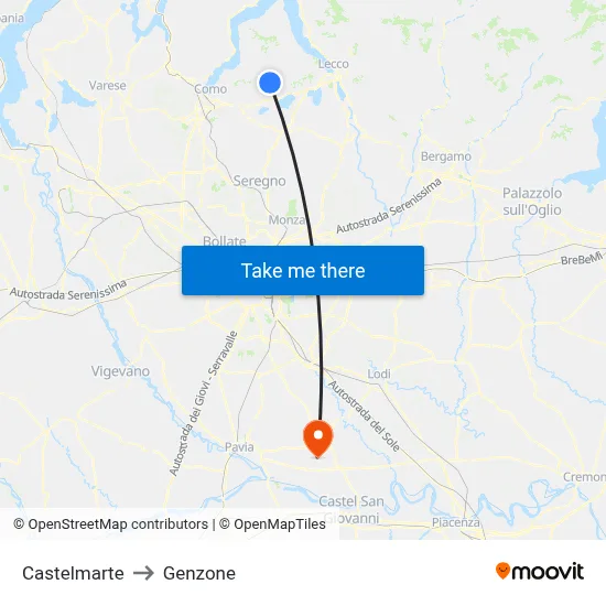 Castelmarte to Genzone map