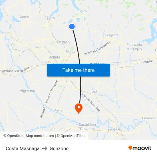 Costa Masnaga to Genzone map