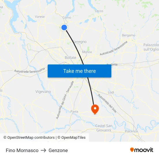 Fino Mornasco to Genzone map