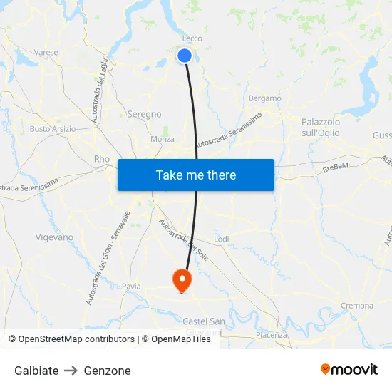 Galbiate to Genzone map