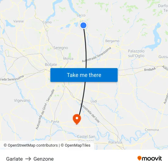 Garlate to Genzone map