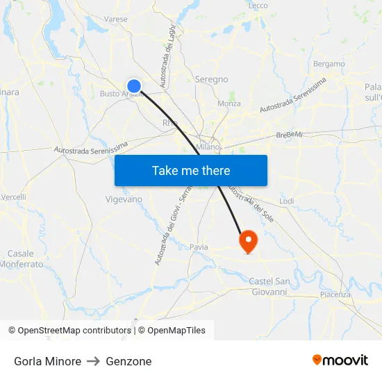Gorla Minore to Genzone map