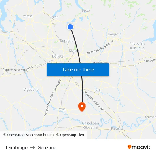 Lambrugo to Genzone map