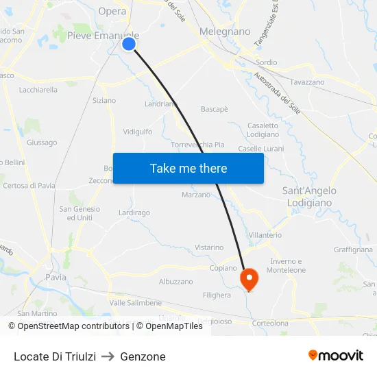 Locate di Triulzi to Genzone map