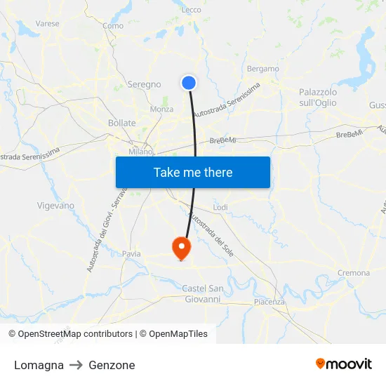 Lomagna to Genzone map