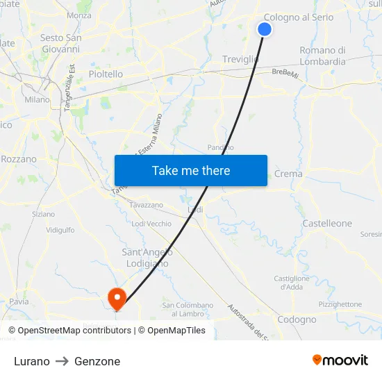 Lurano to Genzone map