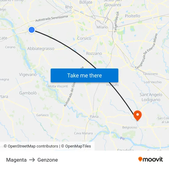 Magenta to Genzone map