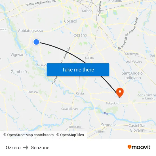 Ozzero to Genzone map