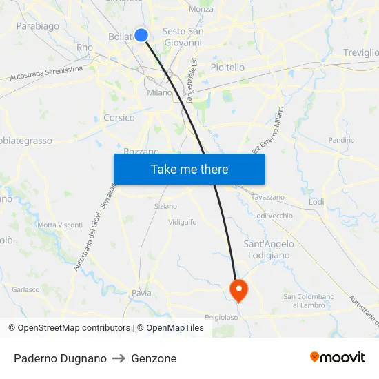 Paderno Dugnano to Genzone map