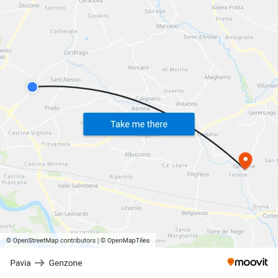 Pavia to Genzone map
