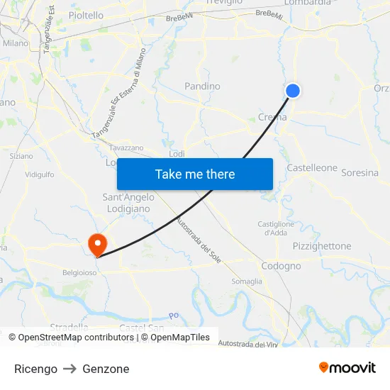 Ricengo to Genzone map