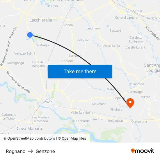 Rognano to Genzone map
