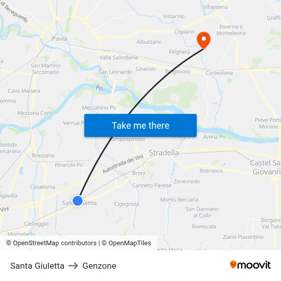 Santa Giuletta to Genzone map