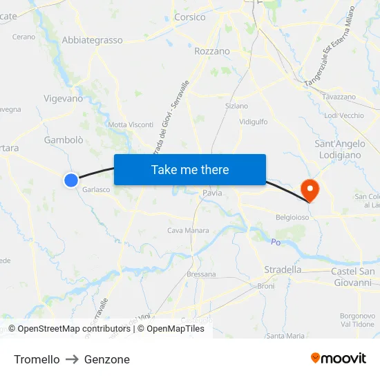 Tromello to Genzone map