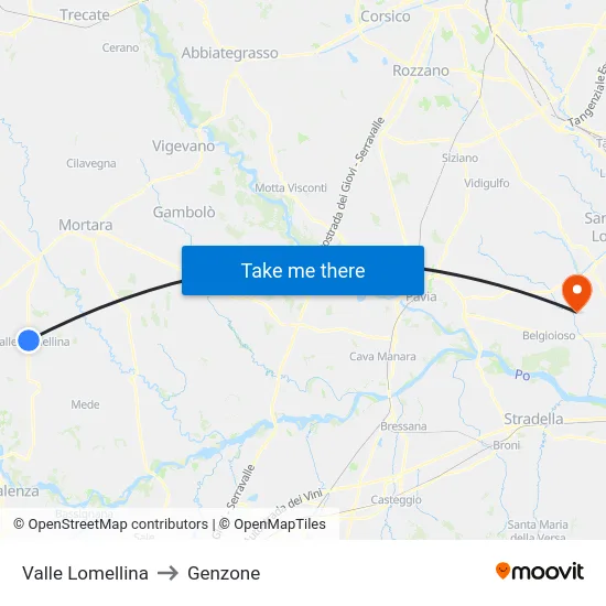 Valle Lomellina to Genzone map