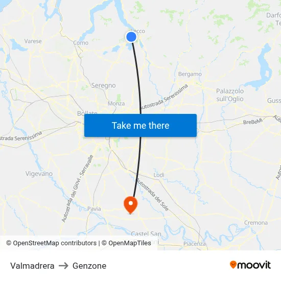 Valmadrera to Genzone map