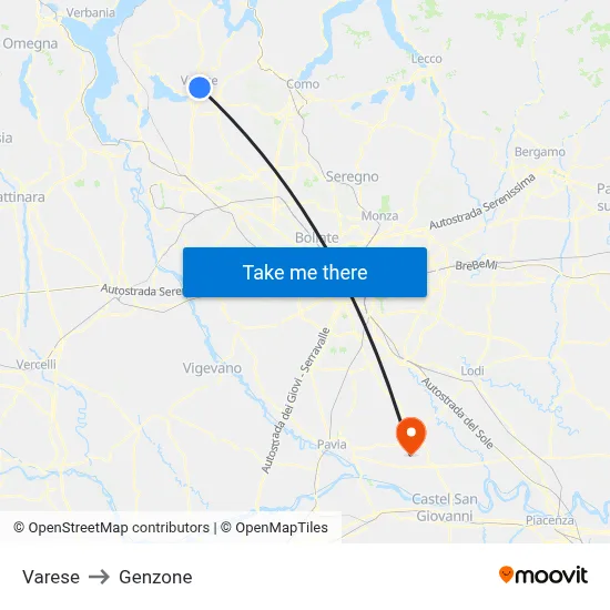 Varese to Genzone map