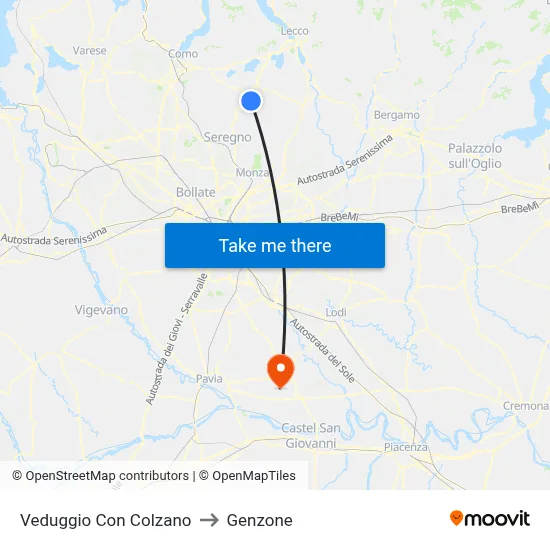 Veduggio Con Colzano to Genzone map