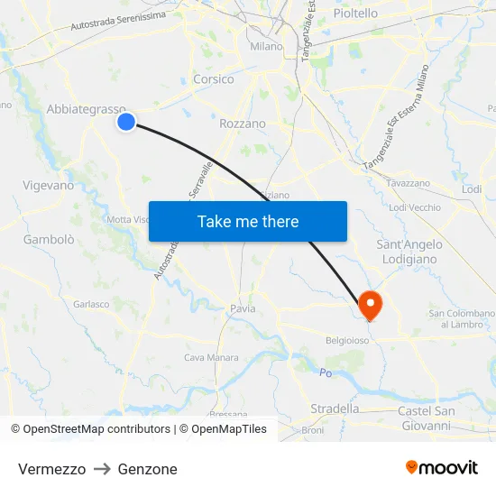 Vermezzo to Genzone map