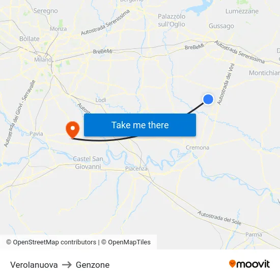 Verolanuova to Genzone map